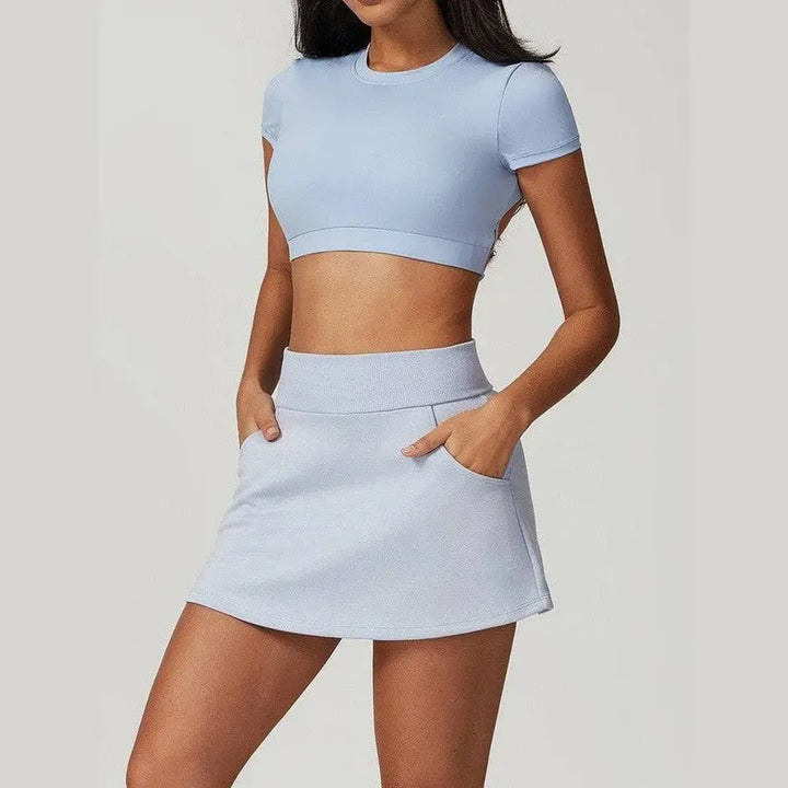 MunaWear  Sets  Dahlia - Stylish Women's Crop Top And Skirt Duo For Effortless Athleisure Chic