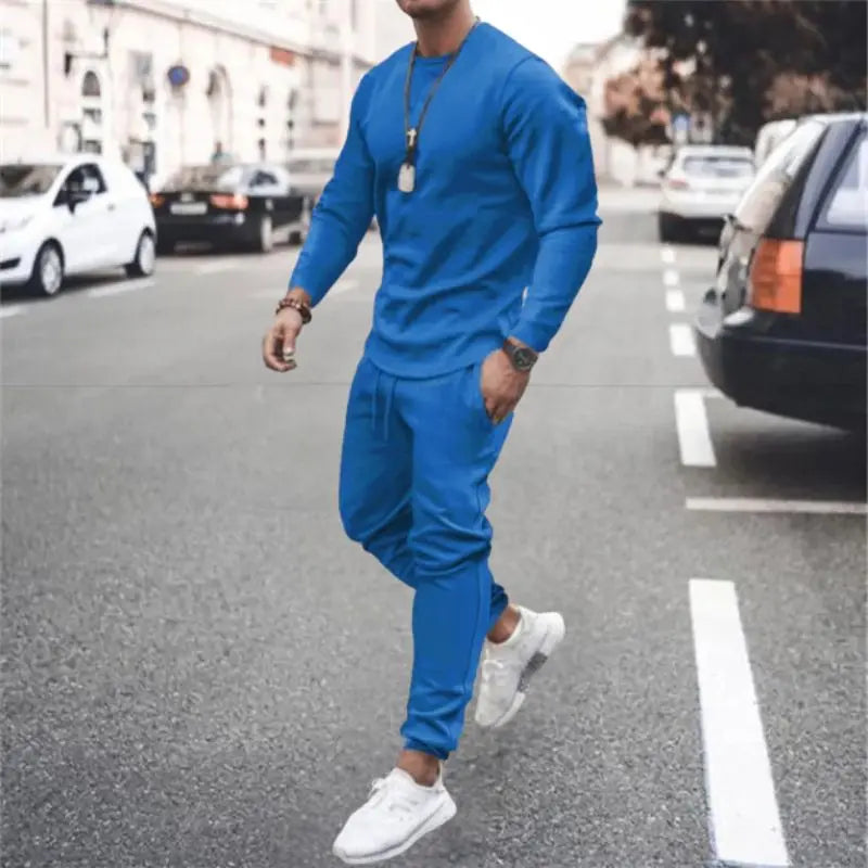 MunaWear - Sets - Timber - Luxe Mens Tracksuit Set with Adjustable Fit for Ultimate Comfort - Blue