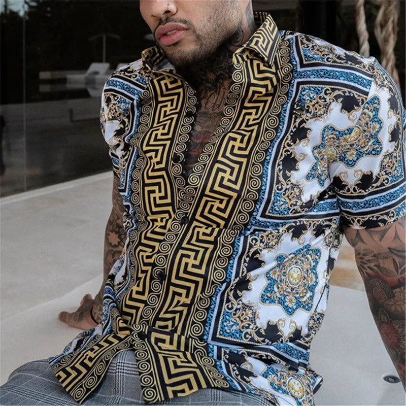 Ethan – Luxe Two-Piece Summer Set with Print, Short Sleeves & Shorts Size S-3XL 2