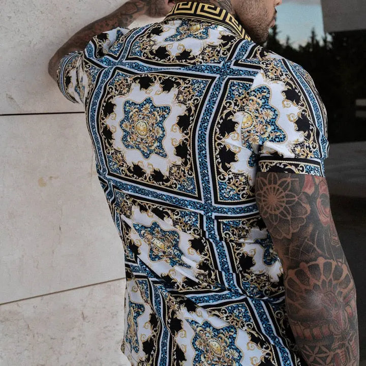 Ethan – Luxe Two-Piece Summer Set with Print, Short Sleeves & Shorts Size S-3XL 3