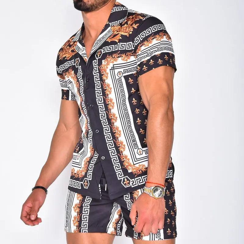Ethan – Luxe Two-Piece Summer Set with Print, Short Sleeves & Shorts Size S-3XL 7