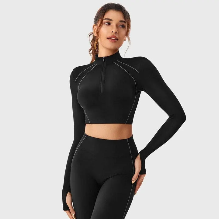 MunaWear  Sets  Lara - Chic Women's Activewear Set With Seamless Leggings And Cropped Top