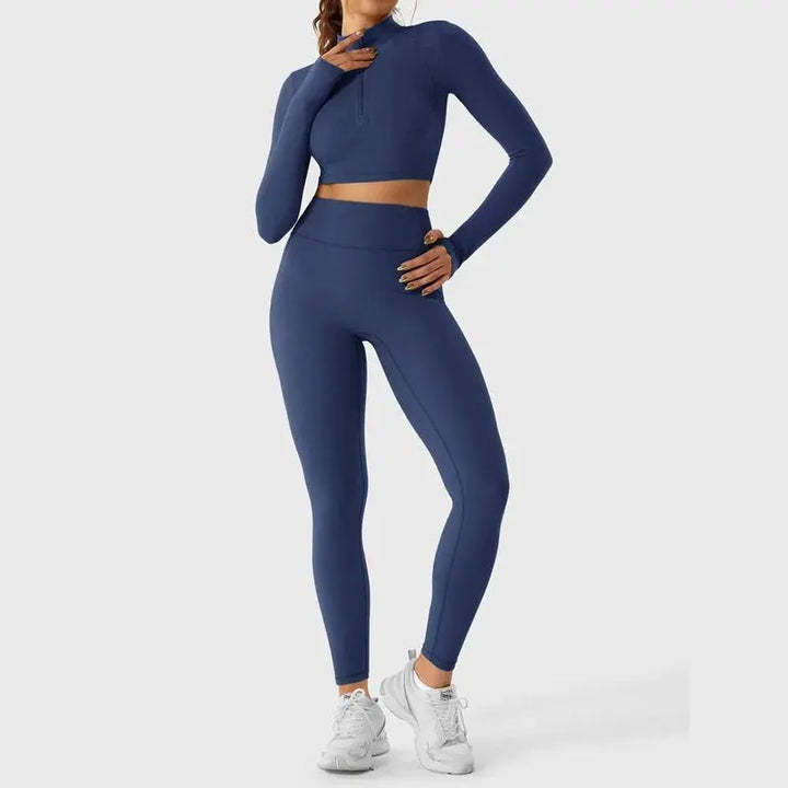 MunaWear  Sets  Lara - Chic Women's Activewear Set With Seamless Leggings And Cropped Top