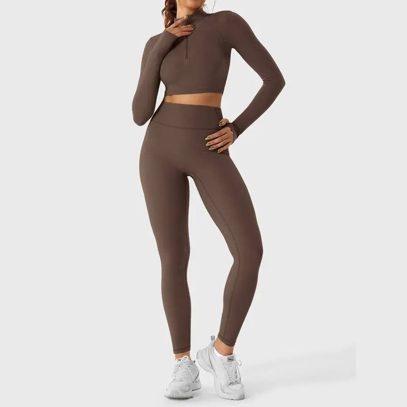 MunaWear  Sets  Lara - Chic Women's Activewear Set With Seamless Leggings And Cropped Top