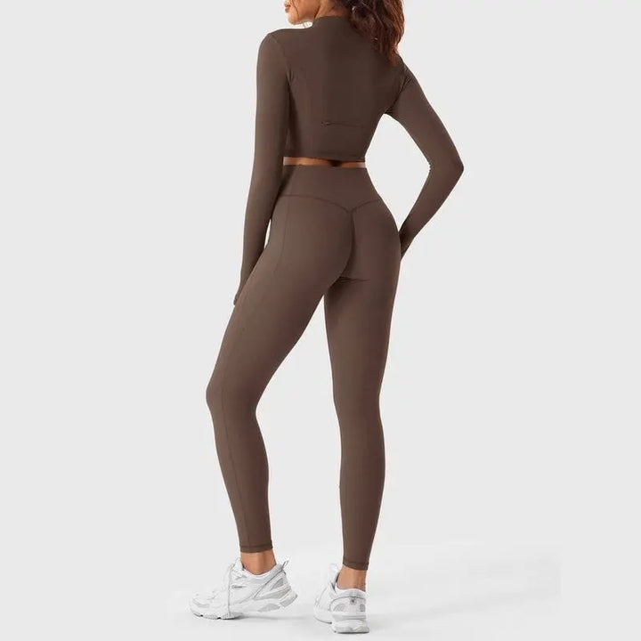 MunaWear  Sets  Lara - Chic Women's Activewear Set With Seamless Leggings And Cropped Top