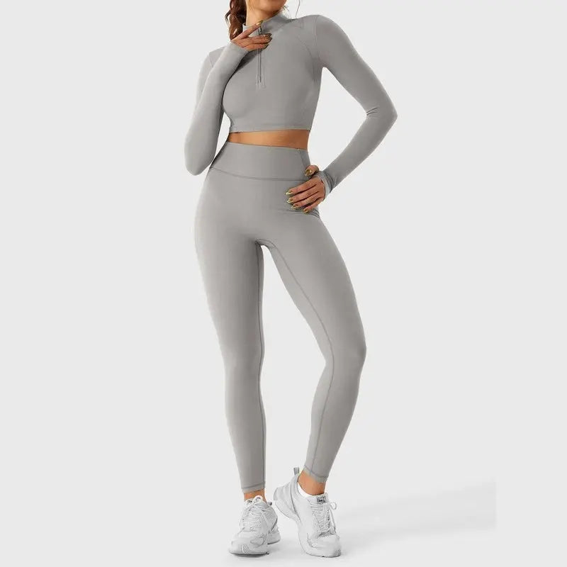 MunaWear  Sets  Lara - Chic Women's Activewear Set With Seamless Leggings And Cropped Top
