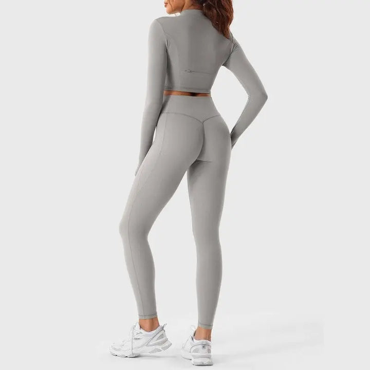 MunaWear  Sets  Lara - Chic Women's Activewear Set With Seamless Leggings And Cropped Top