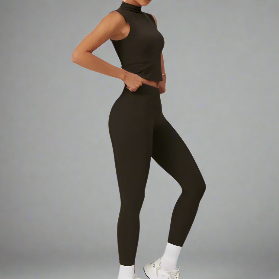 Talia - Stylish Two-Piece Workout Set Featuring Leggings And Sleeveless Top
