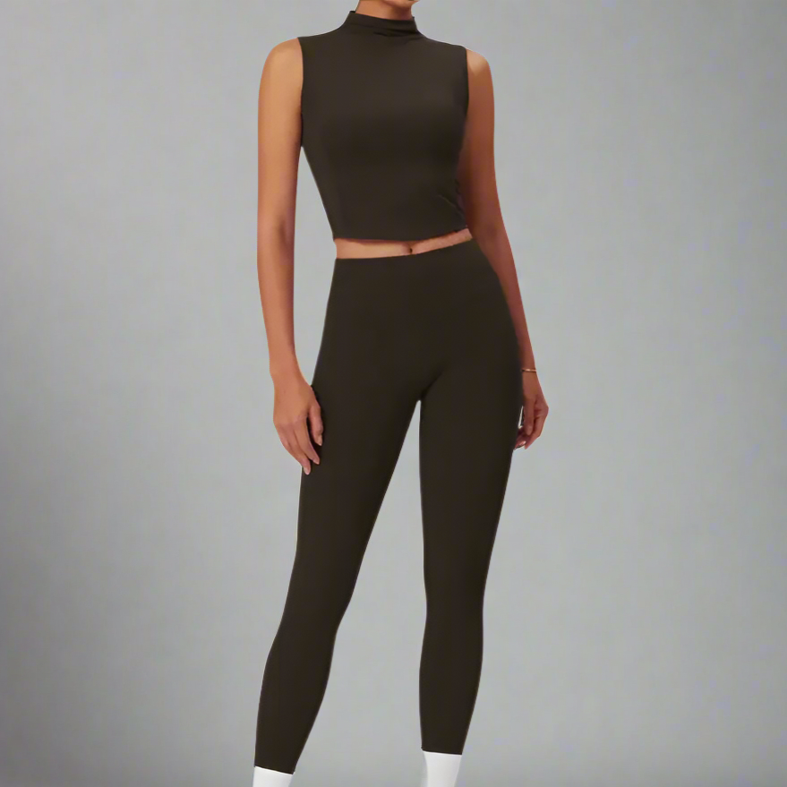 Talia - Stylish Two-Piece Workout Set Featuring Leggings And Sleeveless Top