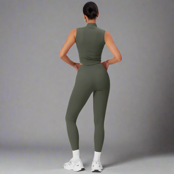 Talia - Stylish Two-Piece Workout Set Featuring Leggings And Sleeveless Top