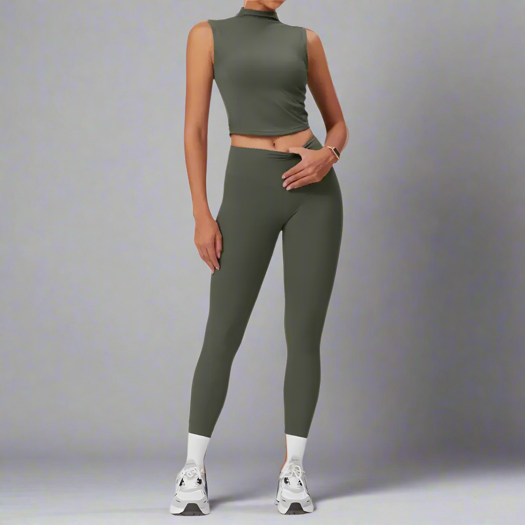 Talia - Stylish Two-Piece Workout Set Featuring Leggings And Sleeveless Top