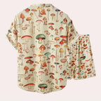 Terrance – Men's Colorful Summer Outfit Set with Playful Mushroom Print, Size S-L 1