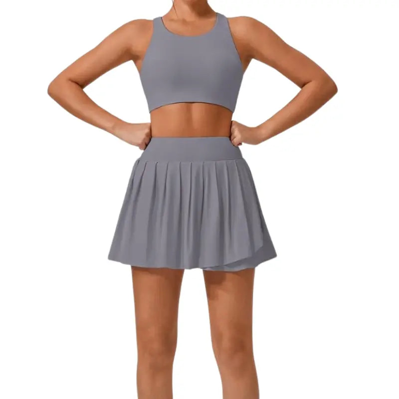 MunaWear - Sets - Tessa - Stylish Wide Shoulder Top & Skirt Set for Fitness and Yoga Enthusiasts - 