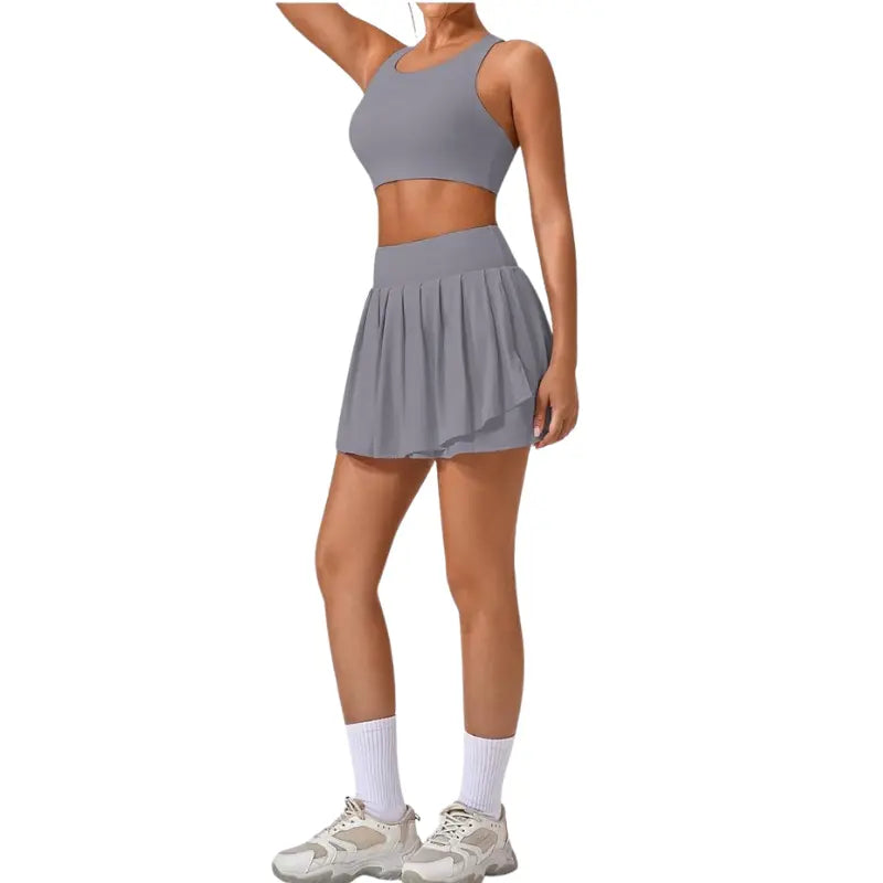 MunaWear - Sets - Tessa - Stylish Wide Shoulder Top & Skirt Set for Fitness and Yoga Enthusiasts - 