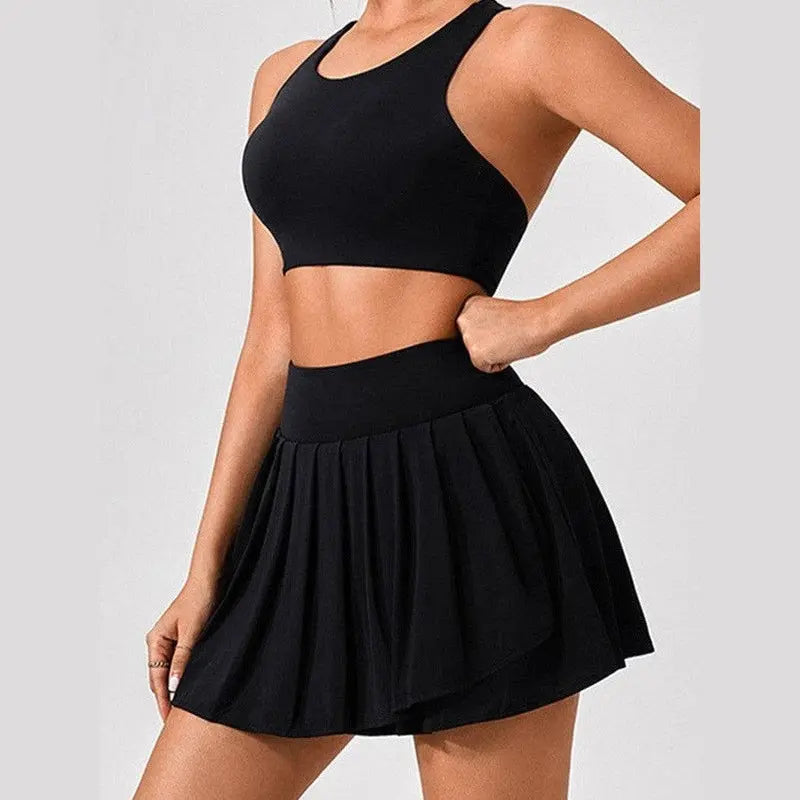 MunaWear  Sets  Tessa - Stylish Wide Shoulder Top & Skirt Set for Fitness and Yoga Enthusiasts