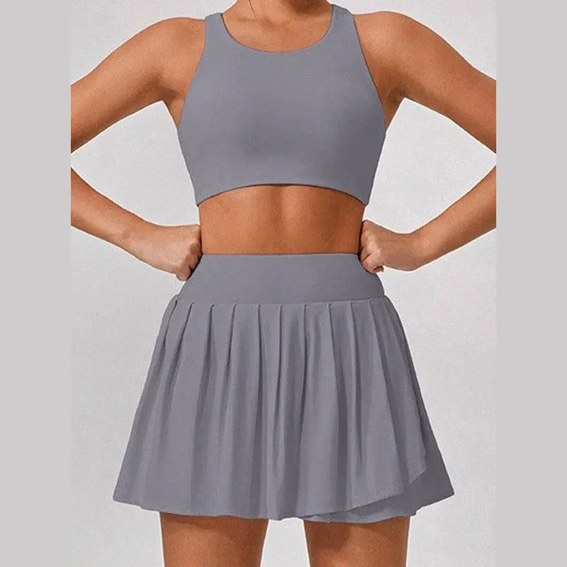 MunaWear  Sets  Tessa - Stylish Wide Shoulder Top & Skirt Set for Fitness and Yoga Enthusiasts