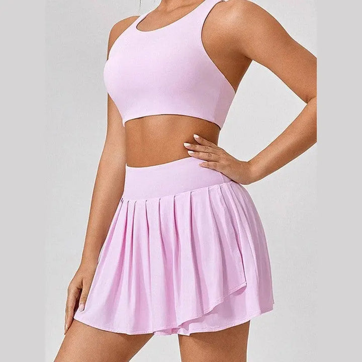 MunaWear  Sets  Tessa - Stylish Wide Shoulder Top & Skirt Set for Fitness and Yoga Enthusiasts