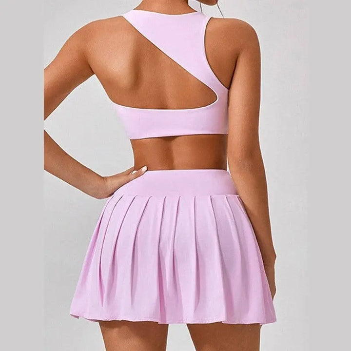MunaWear  Sets  Tessa - Stylish Wide Shoulder Top & Skirt Set for Fitness and Yoga Enthusiasts