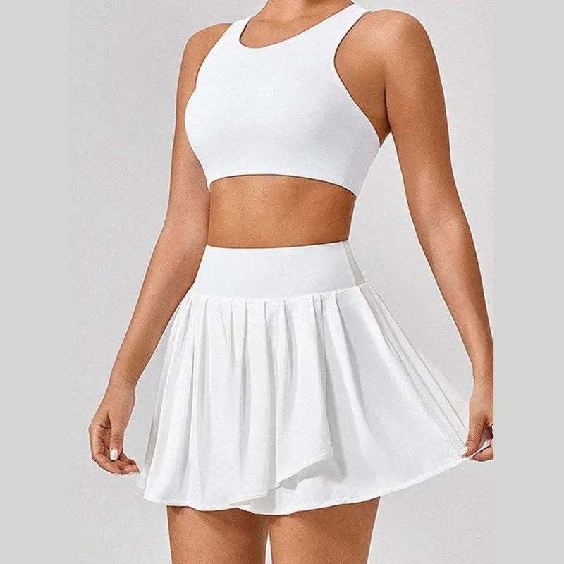 MunaWear  Sets  Tessa - Stylish Wide Shoulder Top & Skirt Set for Fitness and Yoga Enthusiasts