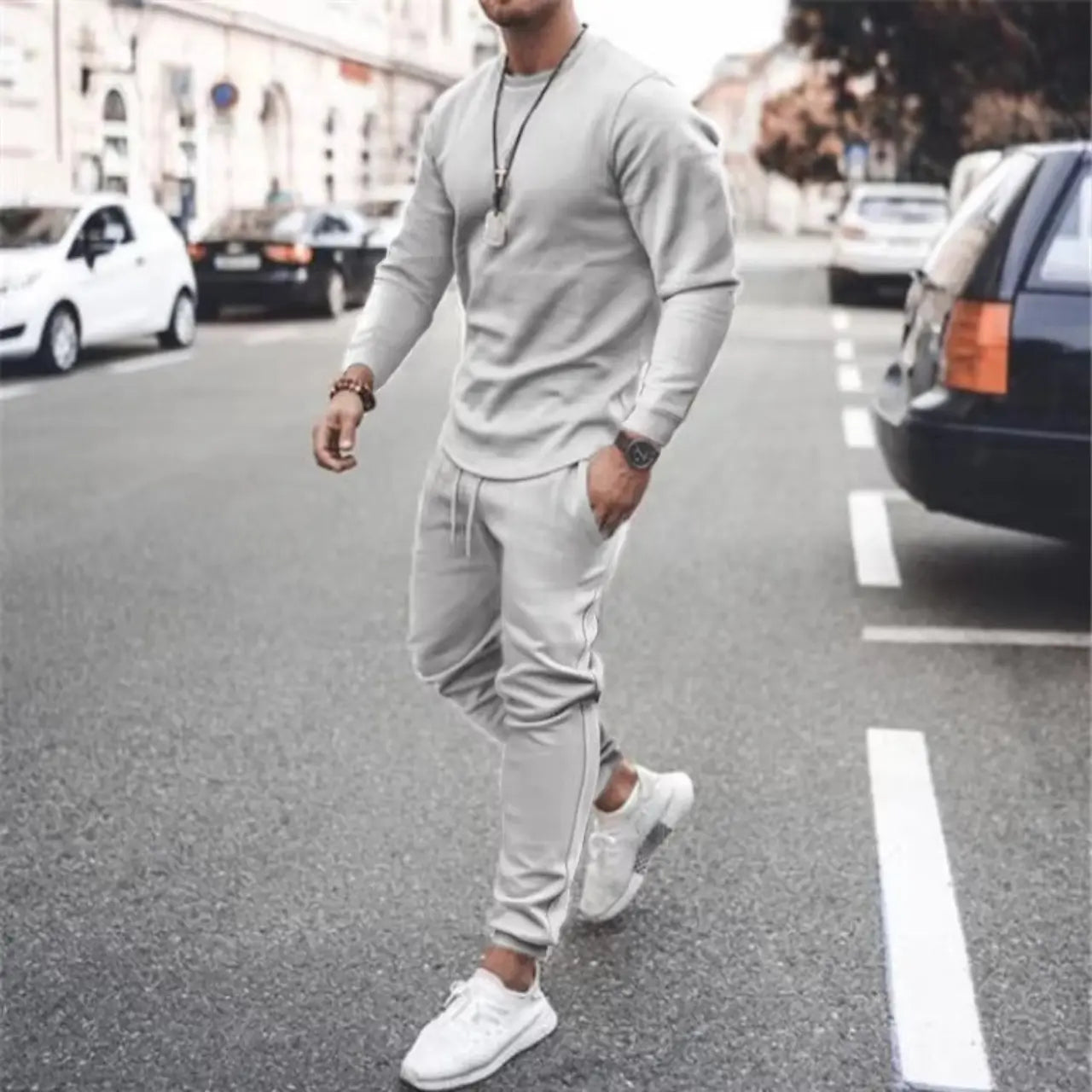 MunaWear - Sets - Timber - Luxe Mens Tracksuit Set with Adjustable Fit for Ultimate Comfort - Gray / 5XL