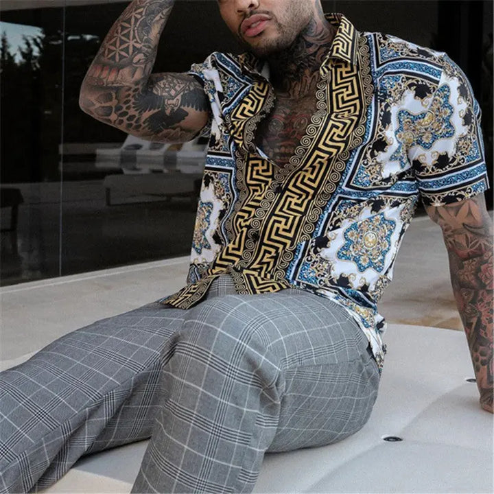 Tyler– Luxe Two-Piece Summer Set with Print, Short Sleeves & Shorts Size S-3XL 1