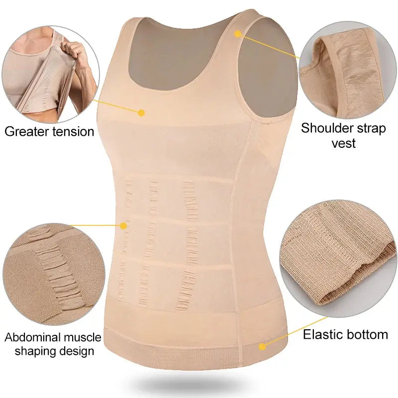 Brent – Slimming Body Shaper Vest for Men with Back Support & Compression Fit