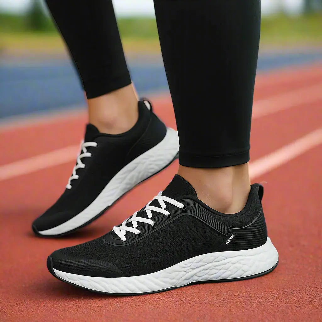 MunaWear - Shoes - Aero – Lightweight Outdoor Running Shoes for Men and Women with Advanced Cushioning and Breathable Design - Black-White-12.5