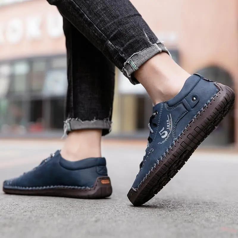 MunaWear - Shoes - Axen – Classic Leather Casual Shoes for Men with Non-Slip Design - 