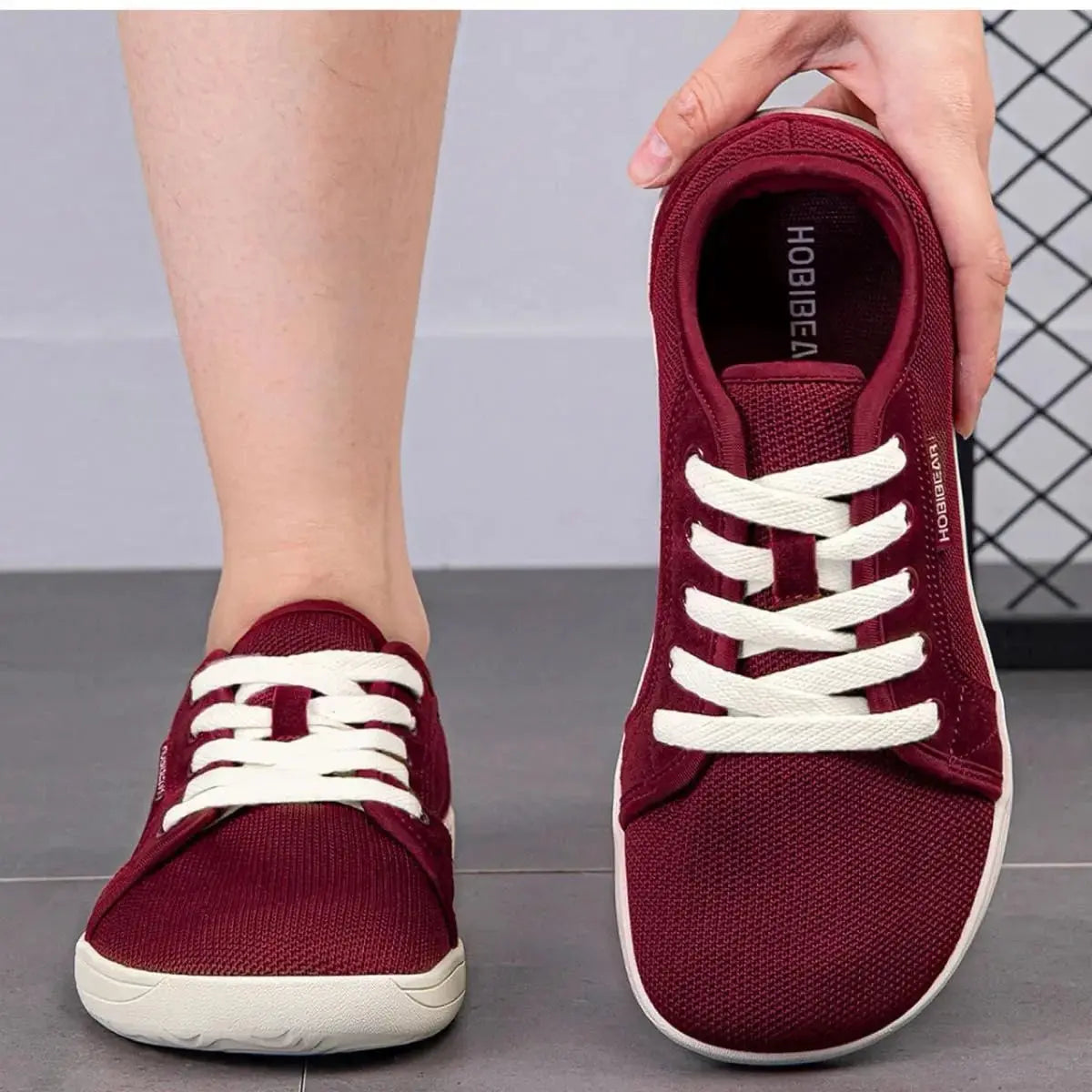 MunaWear - Shoes - Imani - Wide Toe Box Minimalist Barefoot Shoes for Men and Women - Comfortable Barefoot Running & Casual Wear - Dark Red / 47