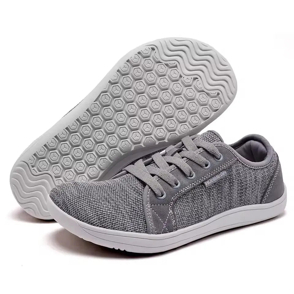 MunaWear - Shoes - Imani - Wide Toe Box Minimalist Barefoot Shoes for Men and Women - Comfortable Barefoot Running & Casual Wear - Gray/White / 47