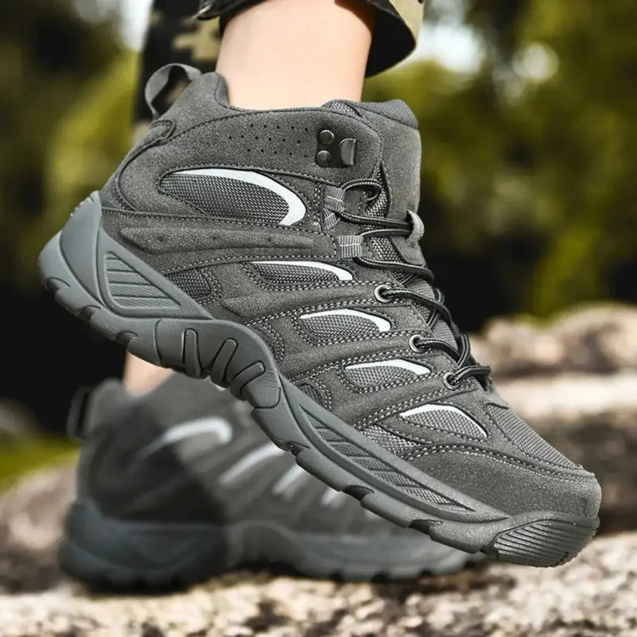 MunaWear - Shoes - Triva – High-Quality Leather Ankle Boots for Outdoor Activities for Men and Women - Gray / 47