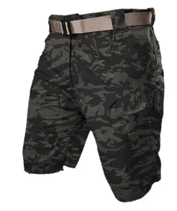 MunaWear - Shorts - Drake – Waterproof Camo Cargo Shorts for Men, Quick-Dry Tactical Design - Camouflage Black / 5XL
