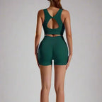 MunaWear - Shorts - Nova - High-Waist Tummy Control Sports Sets With Butt-Lifting Design - Dark-Green-L-L