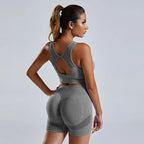 MunaWear - Shorts - Nova - High-Waist Tummy Control Sports Sets With Butt-Lifting Design - Gray / L / L