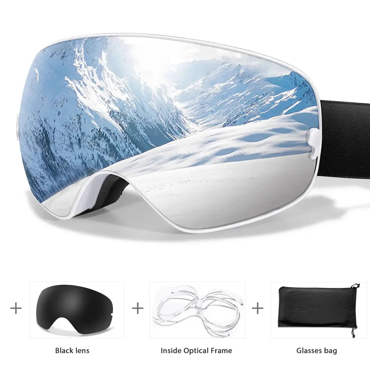 MunaWear - Ski Goggles - Frosk – Premium Men's Ski Goggles With Anti-Fog Lens For Snow Adventures - 