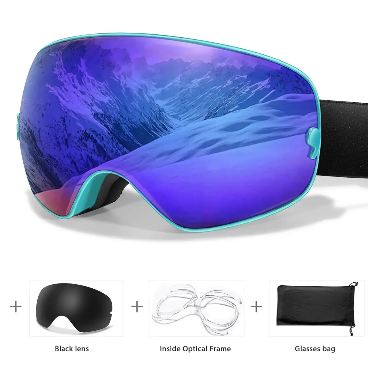 MunaWear - Ski Goggles - Frosk – Premium Men's Ski Goggles With Anti-Fog Lens For Snow Adventures - 