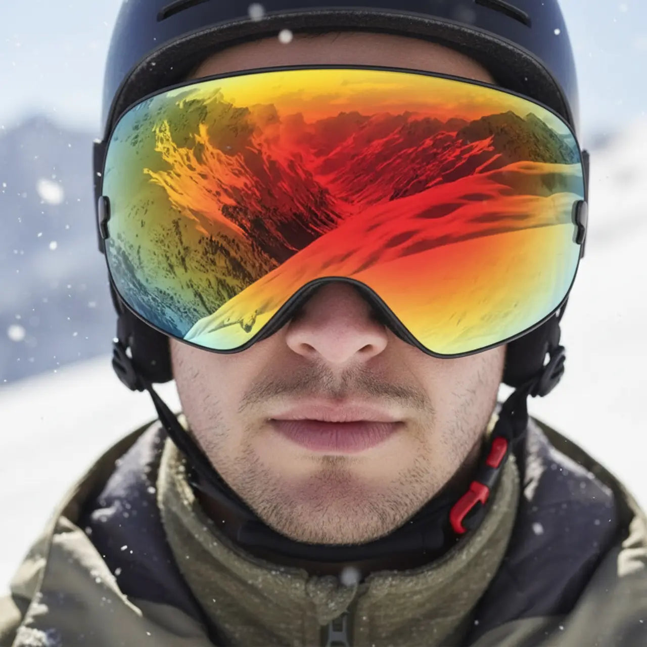 MunaWear - Ski Goggles - Frosk – Premium Men's Ski Goggles With Anti-Fog Lens For Snow Adventures - Orange Lens/Black Frame