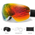 MunaWear - Ski Goggles - Frosk – Premium Men's Ski Goggles With Anti-Fog Lens For Snow Adventures - Orange Lens/ White Frame
