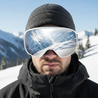 MunaWear - Ski Goggles - Frosk – Premium Men's Ski Goggles With Anti-Fog Lens For Snow Adventures - White Lens/Black Frame