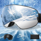 MunaWear - Ski Goggles - Frosk – Premium Men's Ski Goggles With Anti-Fog Lens For Snow Adventures - White Lens/Black Frame