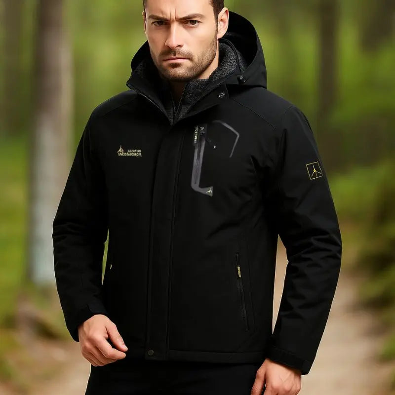 Logan – Versatile Men's Ski Jacket With Adjustable Hood For Winter Adventures- Black
