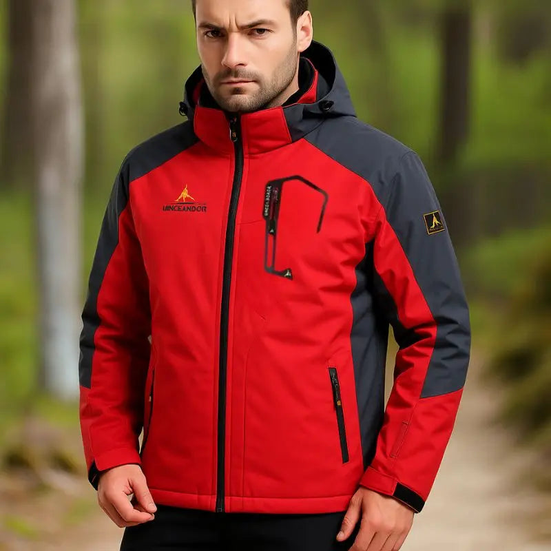 Logan – Versatile Men's Ski Jacket With Adjustable Hood For Winter Adventures- Red