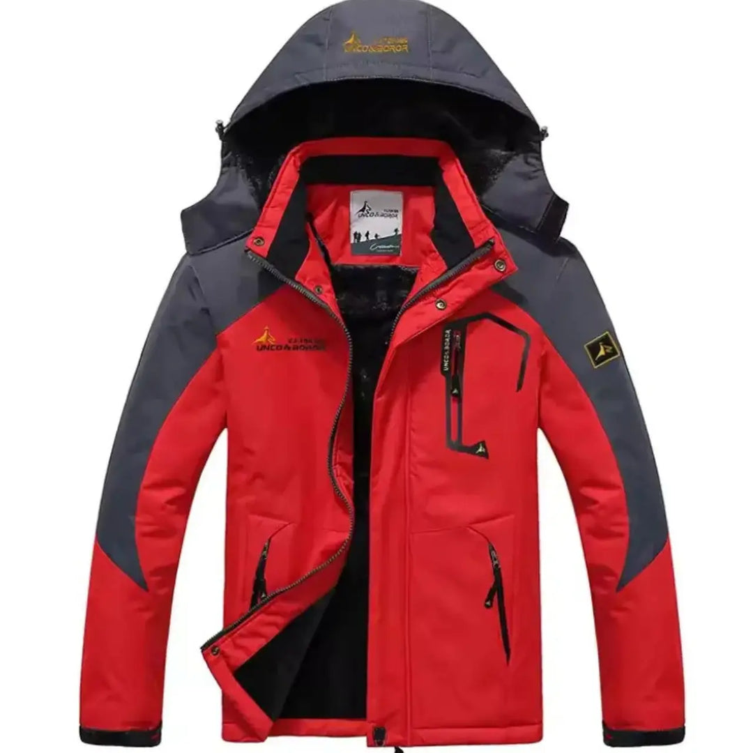MunaWear - Ski Jackets - Logan – Versatile Men's Ski Jacket With Adjustable Hood For Winter Adventures - Red