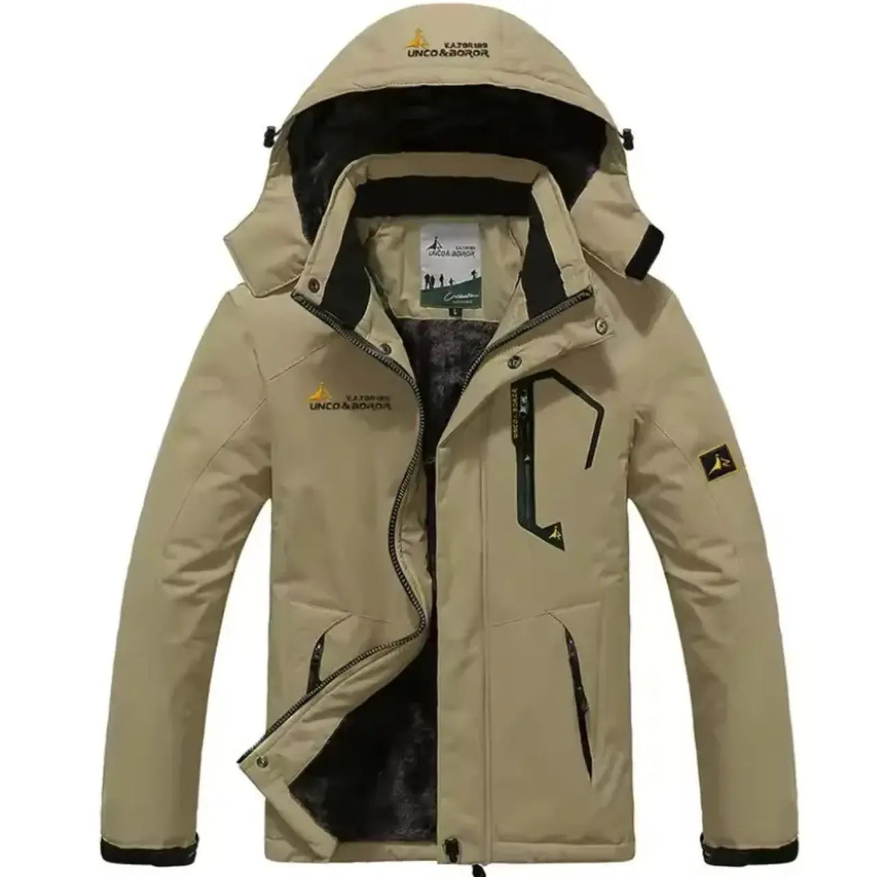 MunaWear - Ski Jackets - Logan – Versatile Men's Ski Jacket With Adjustable Hood For Winter Adventures - Khaki