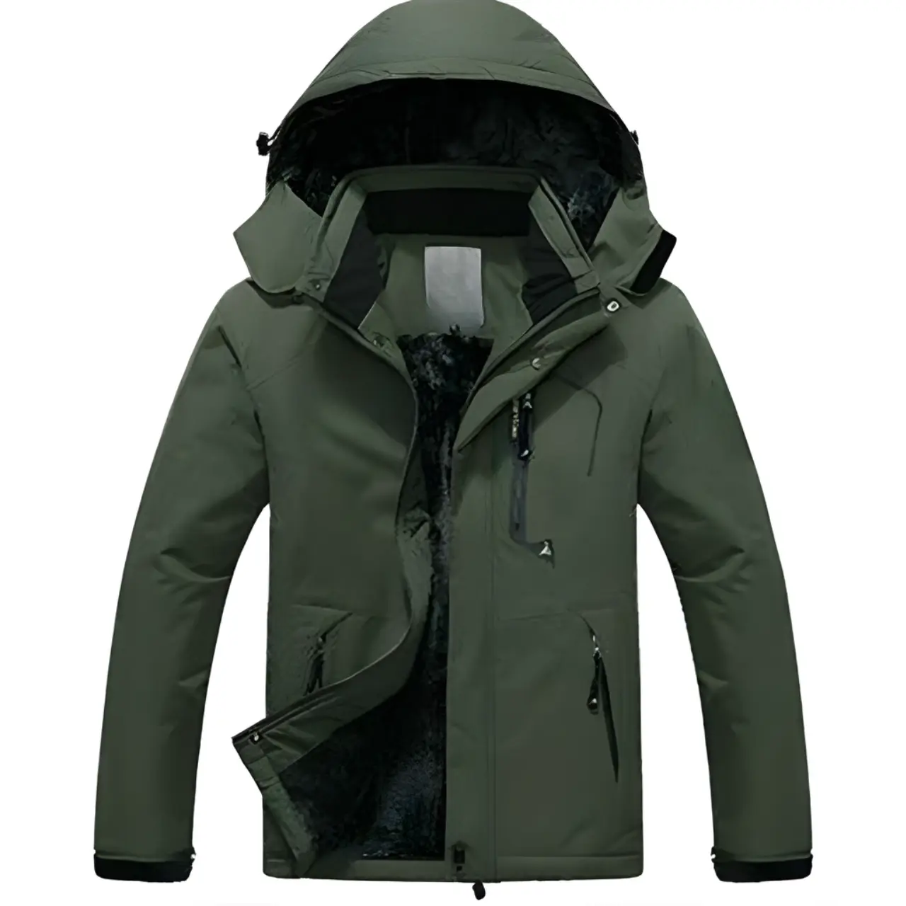 MunaWear - Ski Jackets - Logan – Versatile Men's Ski Jacket With Adjustable Hood For Winter Adventures - Army Green / 6XL