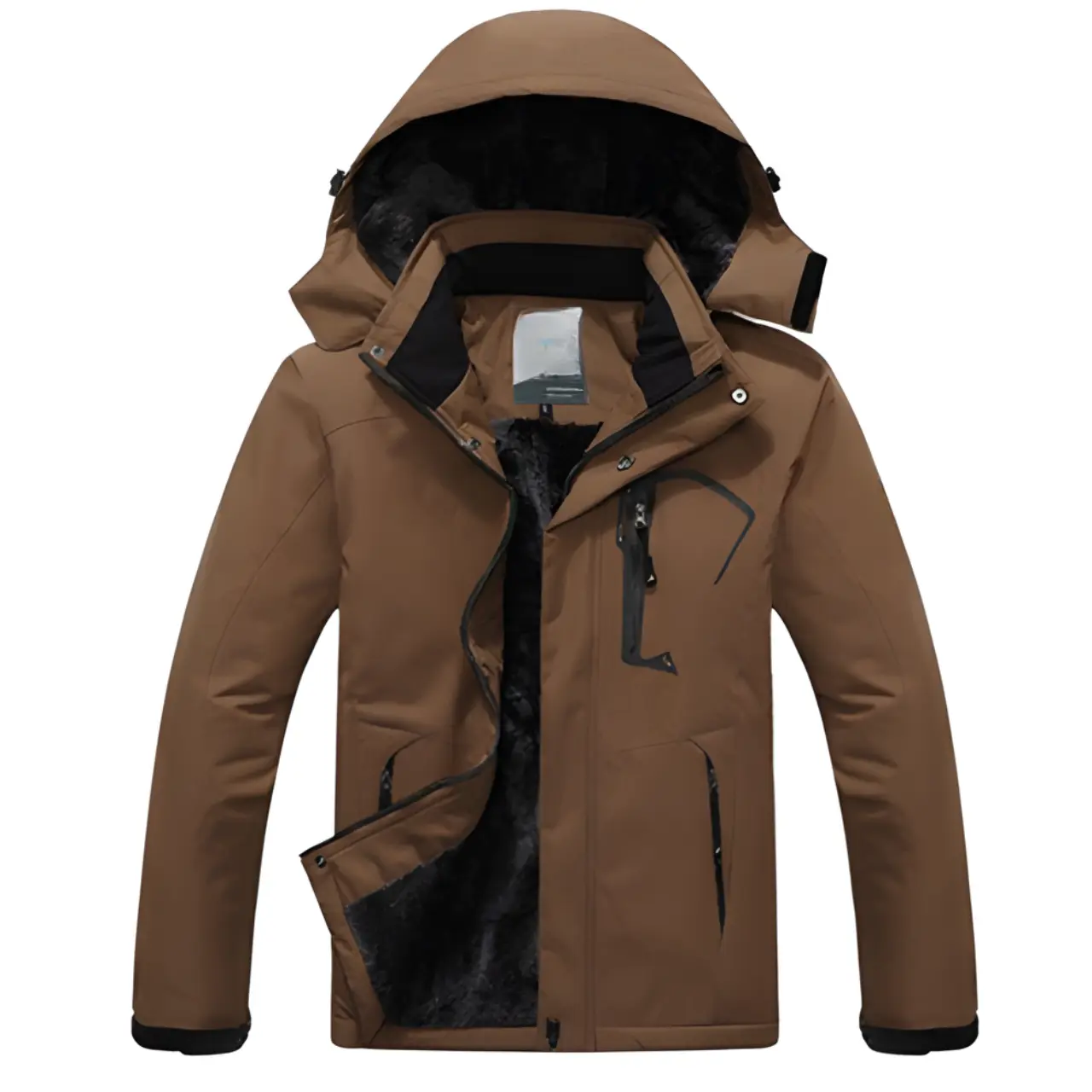 MunaWear - Ski Jackets - Logan – Versatile Men's Ski Jacket With Adjustable Hood For Winter Adventures - Brown / 6XL