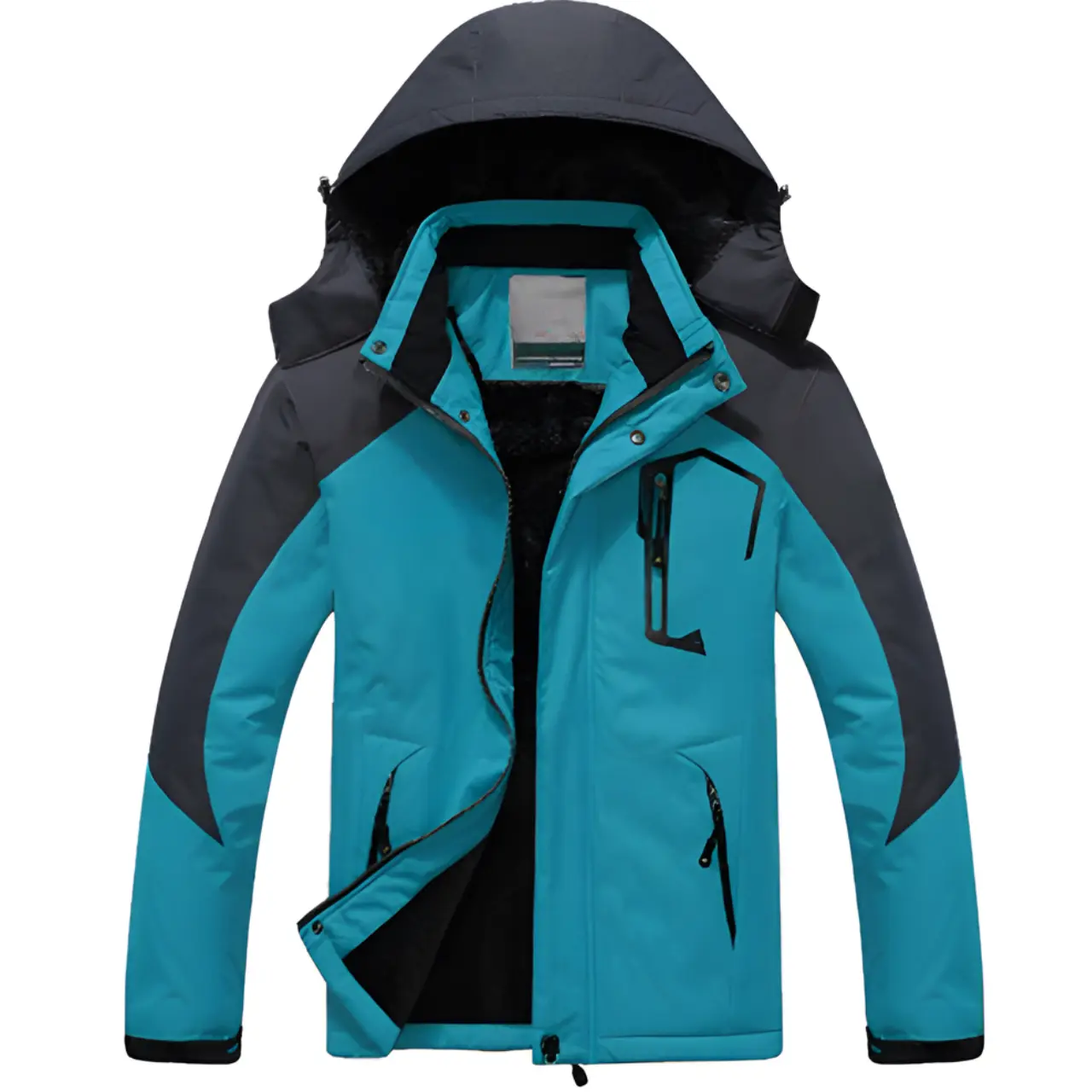 MunaWear - Ski Jackets - Logan – Versatile Men's Ski Jacket With Adjustable Hood For Winter Adventures - Teal/LightBlue / 6XL