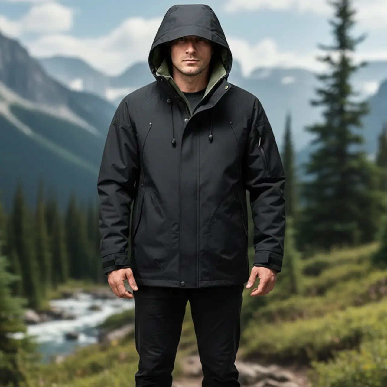 MunaWear - Ski Jackets - Nivor – Functional Men's Ski Jacket With Hood For Winter Sports And Outdoor Adventures - Black