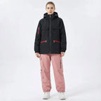MunaWear - Ski Jackets & Pants - Spirra – Insulated Unisex Ski Jacket And Pants Set For Winter Sports Adventures - Black/LightPink / XXL