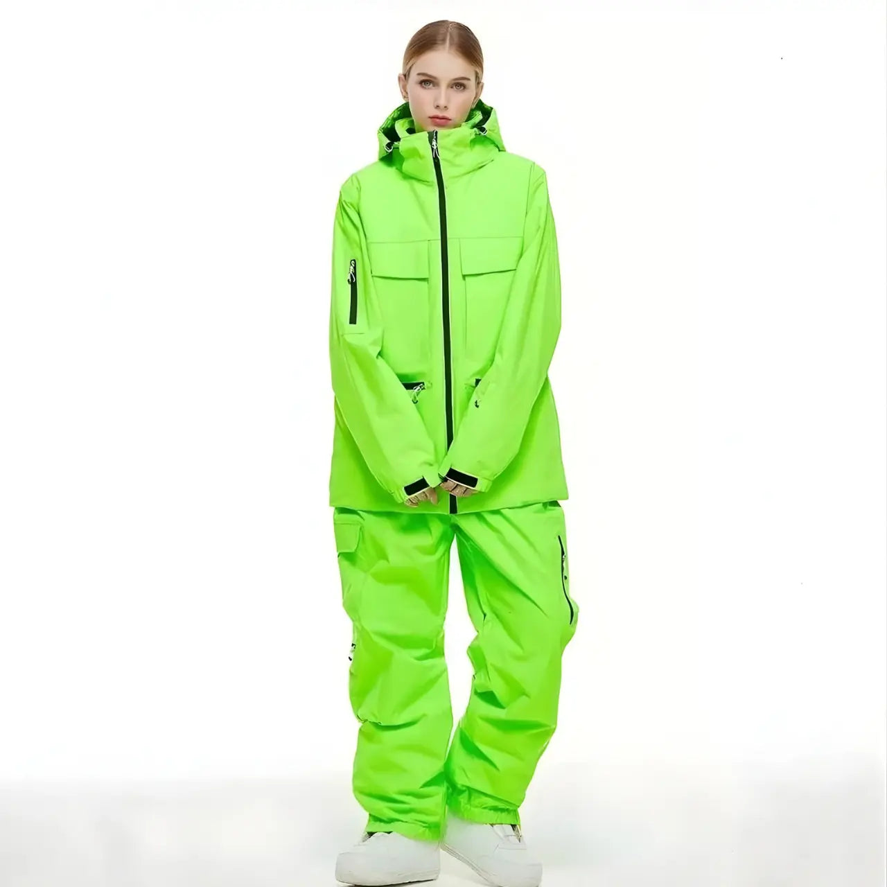 MunaWear - Ski Jackets & Pants - Spirra – Insulated Unisex Ski Jacket And Pants Set For Winter Sports Adventures - Neon Green / XXL